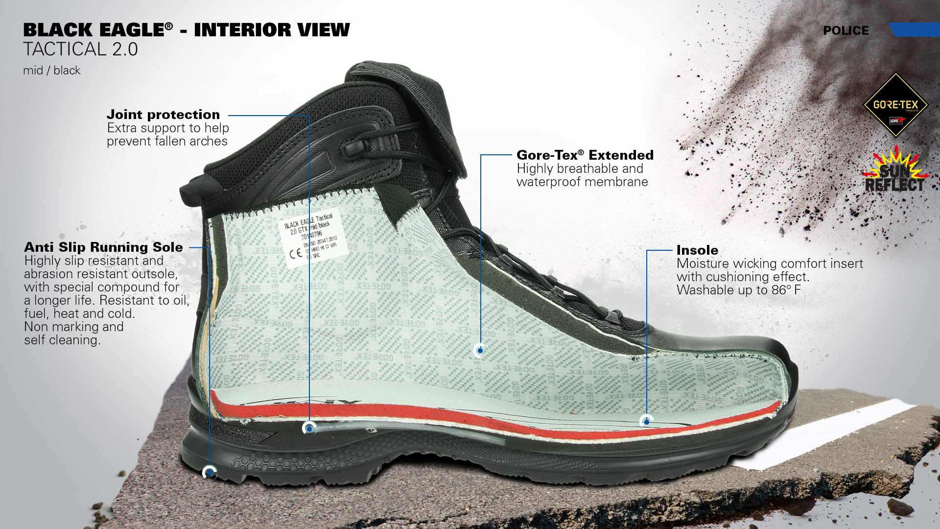 HAIX Black Eagle Tactical 2.0 GTX Mid Inside View