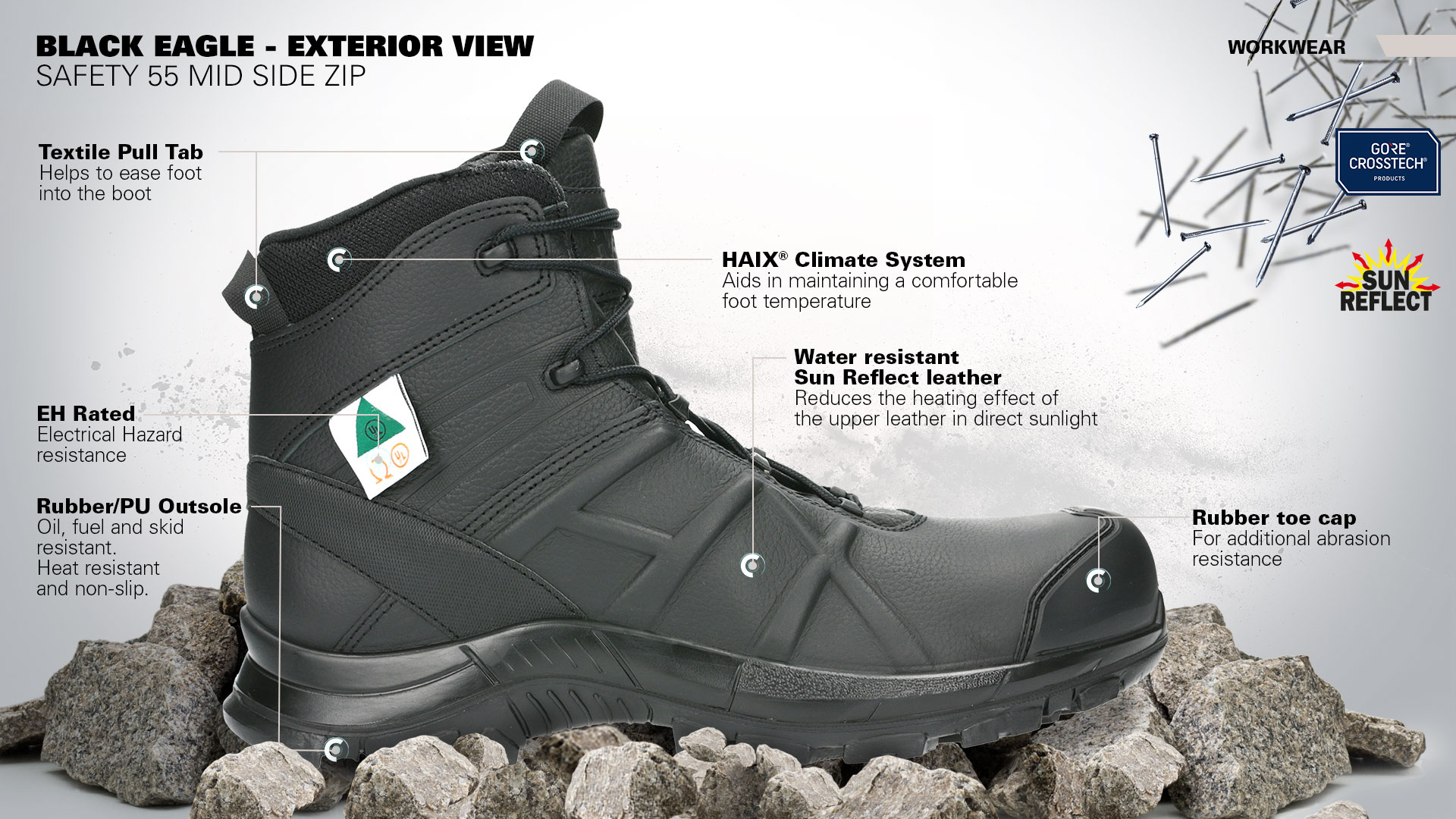 Haix black eagle safety 55 mid side best sale zip