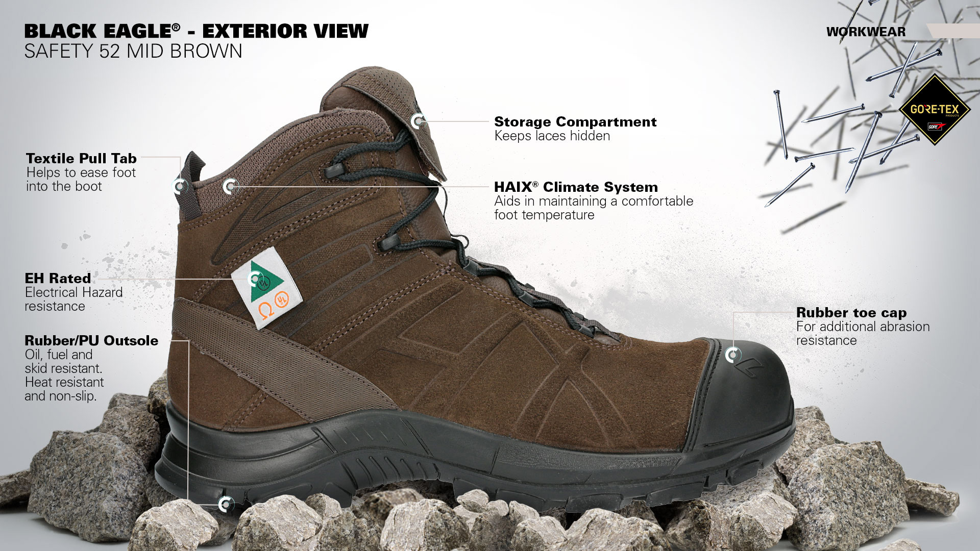 HAIX Black Eagle Safety 52 Mid Brown Outside View
