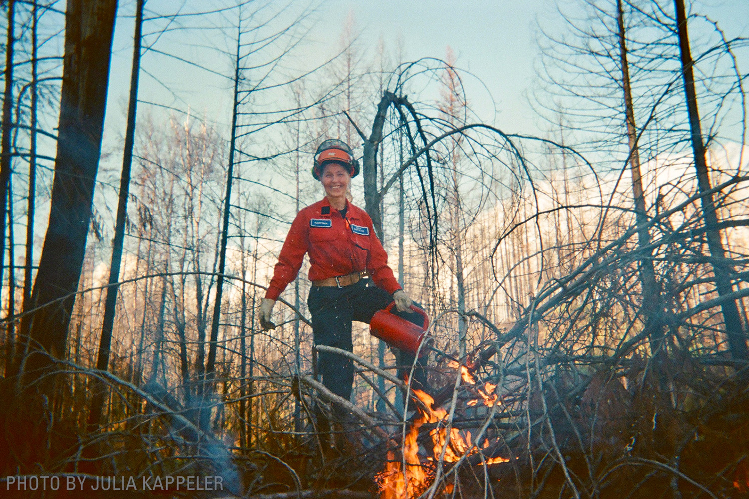 Julia Kappeler putting out wildfire