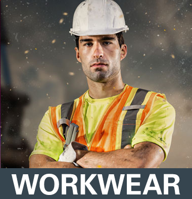 Construction worker in a white hard hat and safety vest representing HAIX safety boots category on a grey background