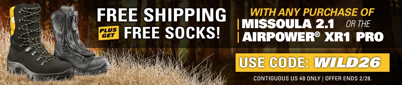 HAIX Wildland sale with free shipping and free socks on Missoula 2.1 or Airpower XR1 Pro purchases. Use code WILD26