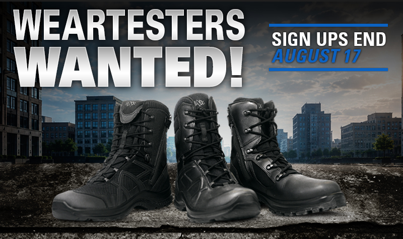Join the HAIX wear tester program! Apply now for these durable black tactical boots before sign-ups end on August 17.