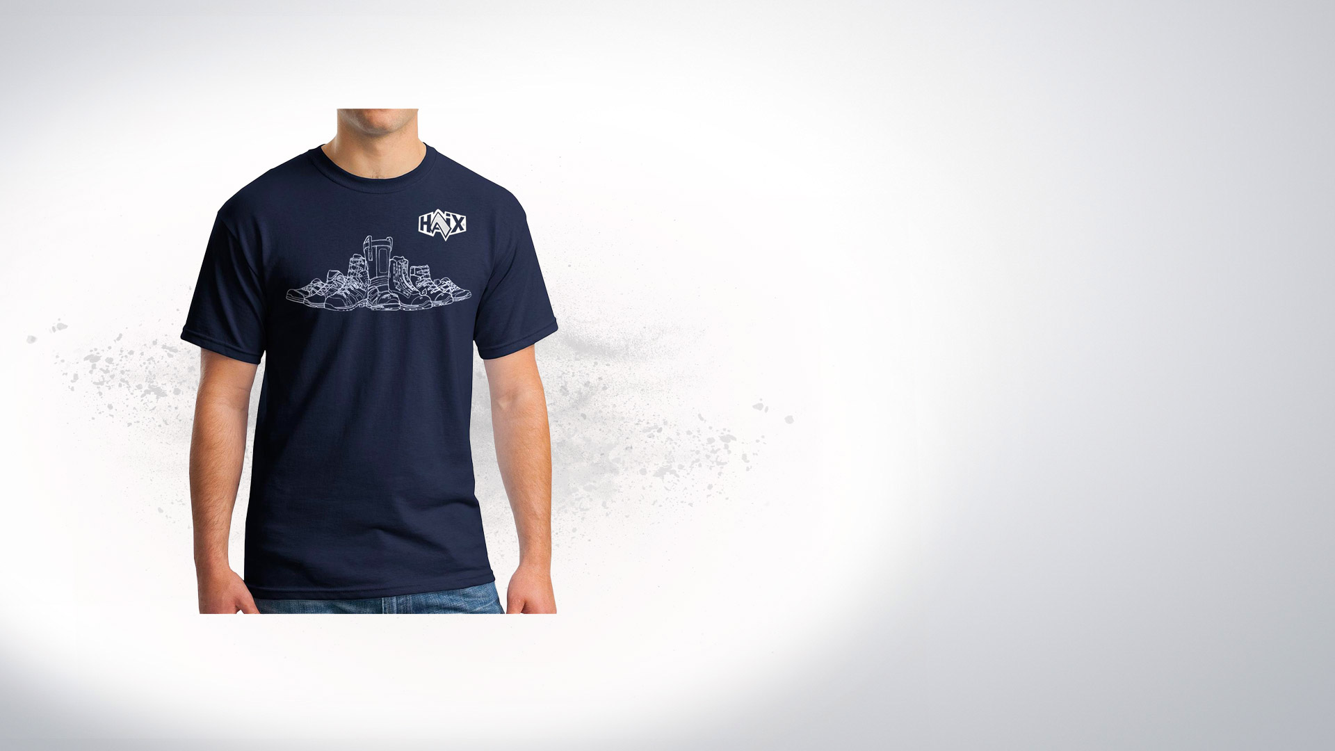 Show your HAIX pride with this unique graphic tee! Featuring a cool boot design, this comfortable shirt is perfect for HAIX enthusiasts. Grab yours today!