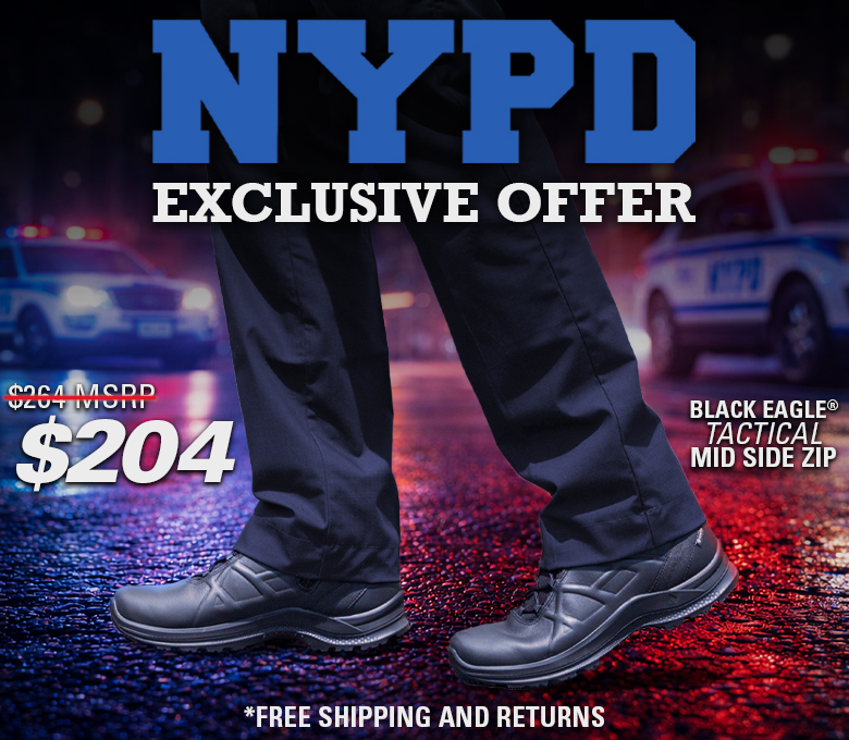 Shop the exclusive NYPD offer on HAIX Black Eagle Tactical Mid Side Zip shoes for ultimate comfort and performance.